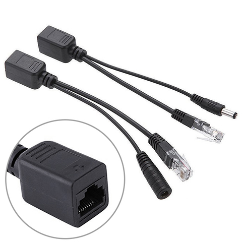 1 pièces puissance sur Ethernet passif POE injecteur séparateur adaptateur câbles Kit noir RJ45 injecteur Module d'alimentation 12-48V ► Photo 1/5