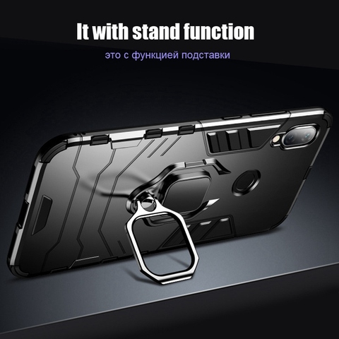 Coque blindée antichoc avec anneau de doigt pour Xiaomi, compatible modèles Redmi Note 8 Pro, 7, 5, 6, 4, 4X, 6A, A2 MAX, 3, 8, 9, SE ► Photo 1/6