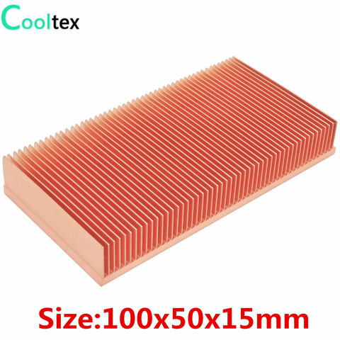 Dissipateur thermique en cuivre pur, radiateur à ailettes coulissantes pour puces RAM électroniques, refroidissement VGA 100, LED x 50x15mm ► Photo 1/6