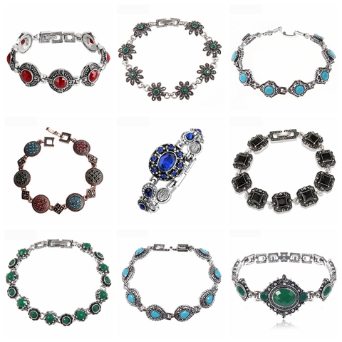 En gros 32 Style différent bohême antique couleur or blanc Vintage Bracelets pour femme bijoux ethniques ► Photo 1/6