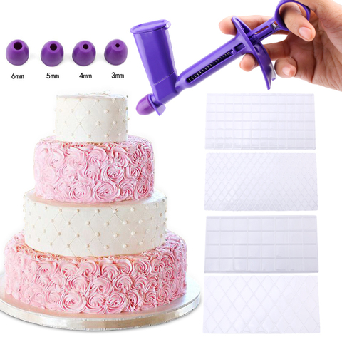 4 pièces/ensemble grille Transparent Texture Mat Fondant gâteau Plaid en relief cuisson Texture décoration moule gâteau outils ► Photo 1/6