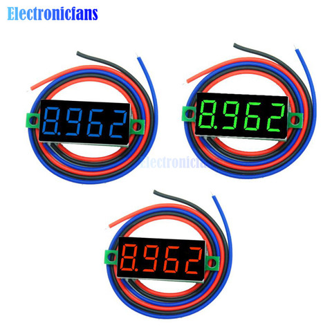 Mini voltmètre numérique à panneau LED, 0.36 pouces, 4 chiffres, 0-100V DC, testeur de tension électrique, jauge, trois fils ► Photo 1/4
