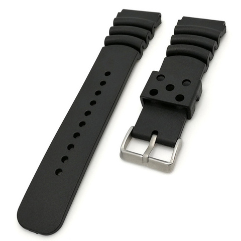 Bracelet de montre en Silicone pour hommes, en caoutchouc, étanche, étanche, boucle en acier inoxydable argenté, 20 22 24mm ► Photo 1/5