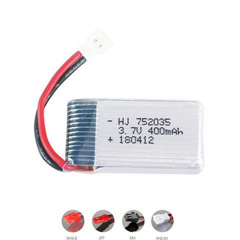 3.7V 400mah Lipo Batterie Pour SYMA X15 X5A-1 X15C X15W H31 X4 H107 KY101 E33C E33 U816A V252 H6C 752035 3.7v rc drone batterie ► Photo 1/1