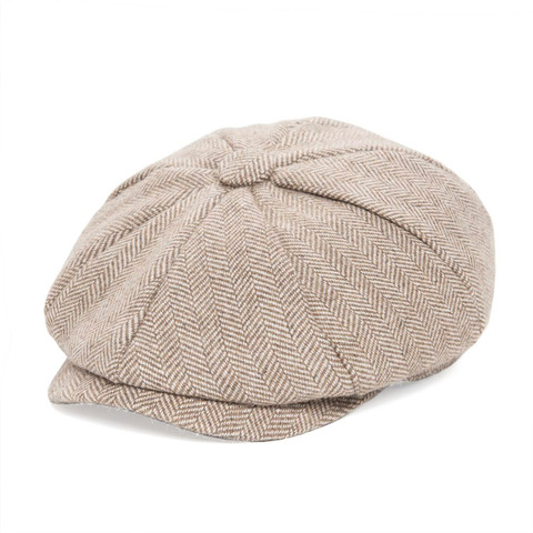 JANGOUL-casquette de boulangerie pour garçon et fille en mélange de laine, chapeau plat à chevrons, conducteur Gatsby chapeaux, Cabbies 001 ► Photo 1/6