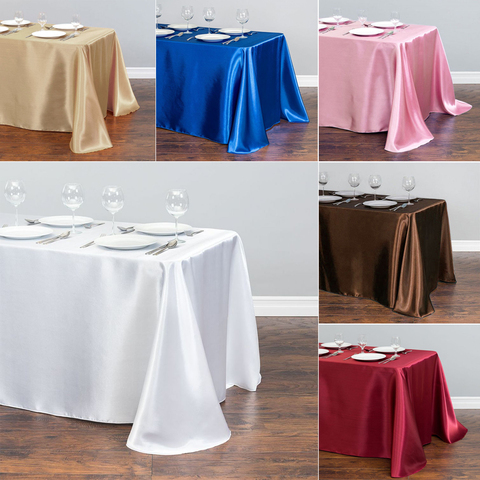 Nappe blanche nappe en Polyester nappe rectangulaire en Satin nappe pour anniversaire noël décoration de fête à la maison fournitures de mariage ► Photo 1/6