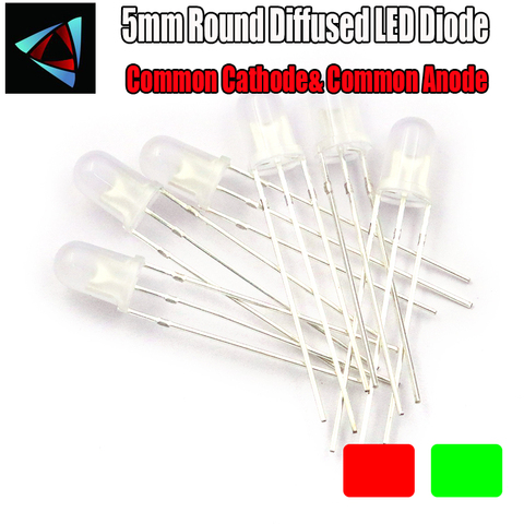 30 pièces LED 5 MM rouge et vert Cathode commune et Anode 5 MM haute diffusion ronde bi-couleur Diode électroluminescente ► Photo 1/1