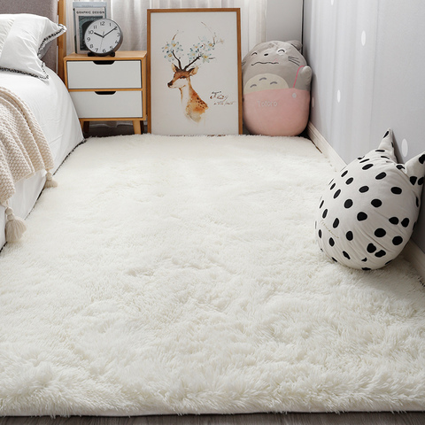 Petit tapis nordique pour chambre à coucher, accessoire de chevet en peluche blanc, épais pour salon, adapté à la décoration de la maison, pour garçon rampant ► Photo 1/6