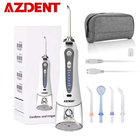 AZDENT HF-9 irrigateur Oral + sac de voyage USB Rechargeable Portable eau dentaire Flosser Irrigation dent propre 240ml 5 conseils ► Photo 1/6