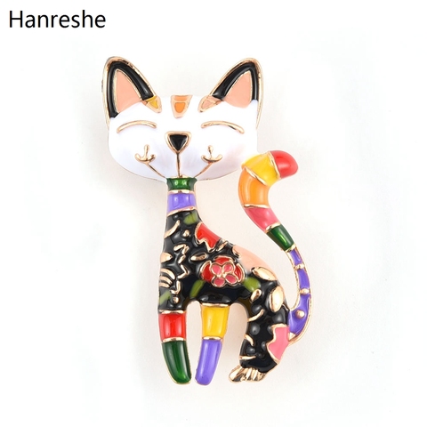 Broche en émail pour sac à dos, 3 styles, dessin animé, vent chinois, chat, fleurs colorées, Art abstrait, Animal, épingle à revers, Badge, bijoux ► Photo 1/6