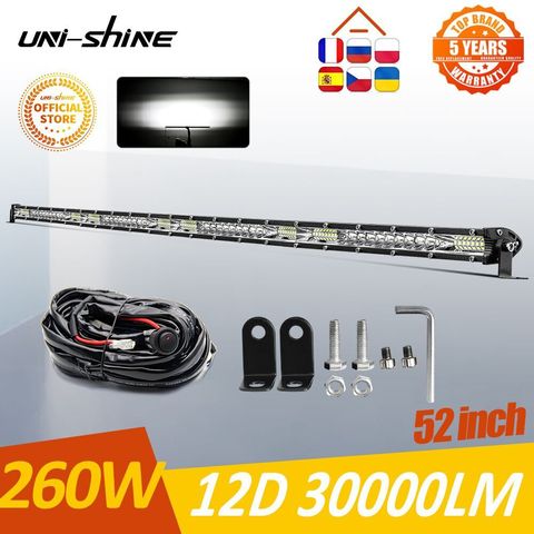 Barre lumineuse Led tout-terrain, 12, 22, 32, 42, 52 pouces, 12V, 24V, projecteur, lampe de travail, conduite, voiture, tracteur, camion, 4x4, UNI-SHINE ► Photo 1/6