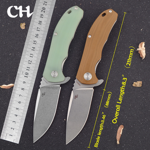 CH 3504 chasse survie Camping G10 poignée matériel haute teneur en carbone D2 acier pouce goujon pince de poche robuste couteau extérieur ► Photo 1/6