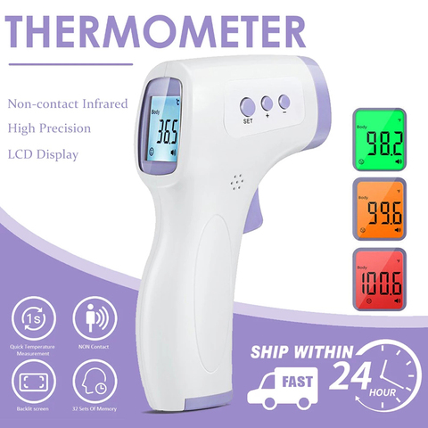 Thermomètre frontal multifonction à affichage numérique, affichage rétroéclairé, 3 couleurs, alarme infrarouge, pour le corps humain ► Photo 1/6
