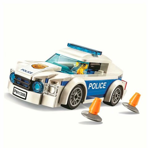 Figurines de voiture de patrouille de Police, blocs de Construction éducatifs, jouets pour enfants, cadeau de noël, 11206 ► Photo 1/5