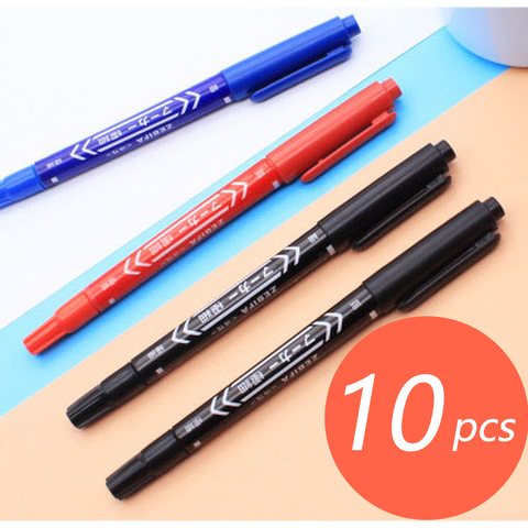 10 pièces par Carton coloré stylos marqueurs d'art Permanent imperméable à l'eau Double conseils journal huileux fournitures scolaires papeterie pour ordinateur portable ► Photo 1/6