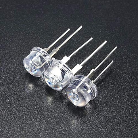 Chapeau de paille transparente, 500 pièces, 8mm, Diode LED, blanc vif, 0.25W, F8, 0.5W, Diode d'émission de lumière transparente, rouge, jaune, verte, bleue ou rose ► Photo 1/6