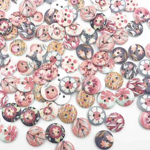 Boutons de fleurs mixtes 2 trous, 100 pièces, pour couture artisanale, Scrapbooking, bricolage, couture, vêtements décoratifs pour enfants, WB662 ► Photo 1/1