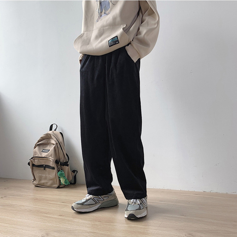 Pantalon de jogging en velours côtelé pour homme, ample et droit, décontracté, avec ceinture élastique, collection automne et hiver ► Photo 1/6