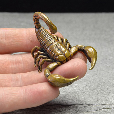 Figurines de roi Scorpion Vintage en cuivre pur, ornements de bureau classiques, accessoires de décoration pour animaux de compagnie thé en laiton ► Photo 1/6