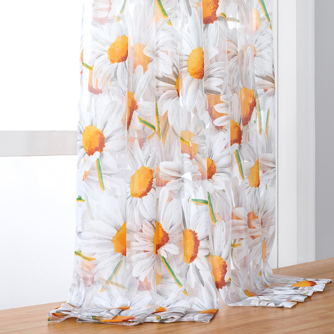 BHD rideaux floraux transparents rideaux de fenêtre transparente pour salon la chambre cuisine moderne Tulle rideaux soleil fleurs tissu stores ► Photo 1/6