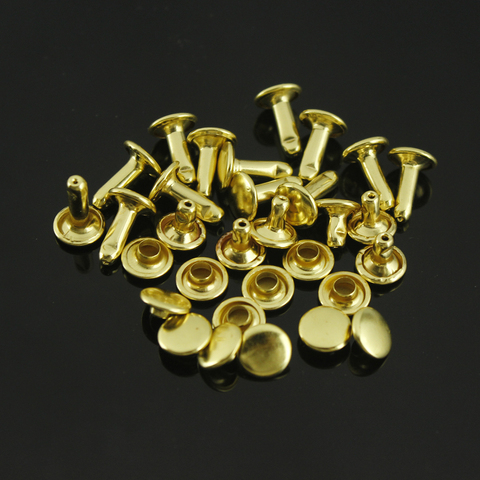 Rivets ronds à Double capuchon en laiton, 100 pièces, Collision entre clous, sac artisanal, ceintures, fixations pour décoration de chaussures et vêtements ► Photo 1/6