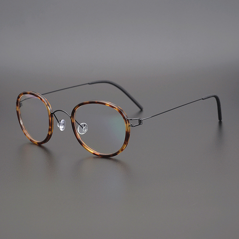Monture de lunettes ronde en titane pour hommes et femmes, verres optiques de Prescription pour myopie, style rétro danois, sans vis ► Photo 1/6