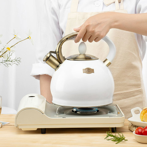 Bouilloire à sifflet de 3,5 l pour cuisinière à gaz, en acier inoxydable avec poignée résistante à la chaleur, bouilloire à eau, café, thé ► Photo 1/6