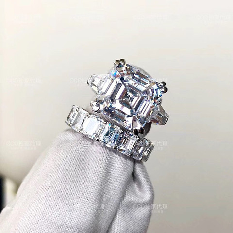 Bague de mariage en argent Sterling 925, bague de luxe, coupe Asscher, bague de fiançailles, en pierre cz, 6ct AAAA, pour femmes, bijoux de mariée ► Photo 1/5