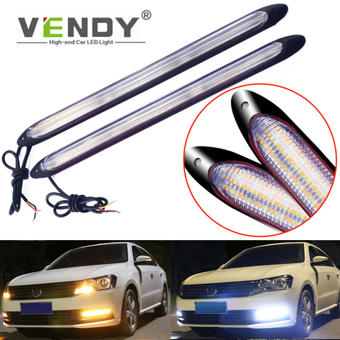 2 pièces universel voiture LED feux diurnes DRL avec clignotant lampe phare flux séquentiel jour lumière Auto modifié 12V ► Photo 1/6