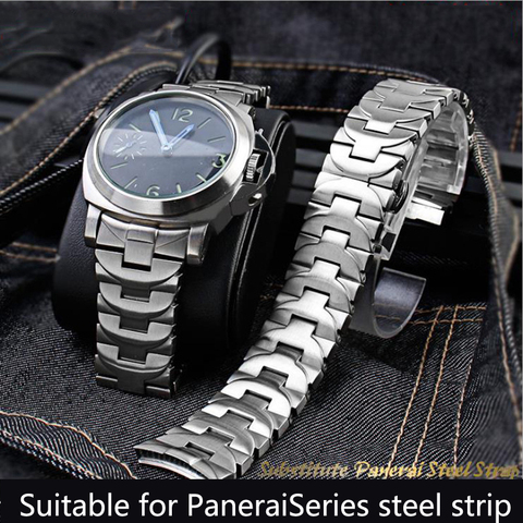 Convient pour Panerai PAM4411 111382 BRACELET hommes acier bande coude acier inoxydable papillon fermoir BRACELET 24mm ► Photo 1/6