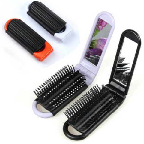 Peigne à cheveux de voyage professionnel, brosse à cheveux pliable Portable avec miroir, Compact, format de poche, 1 pièce ► Photo 1/6