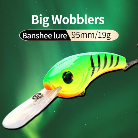 Banshee 95mm 19g VS01 leurre de pêche Wobbler appât artificiel dur brochet bar flottant grand plongeon rond Bill manivelle appât ► Photo 1/6