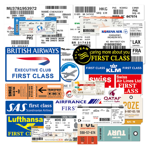 30 pièces carte d'embarquement billets d'avion Graffiti autocollants bricolage vélo voyage bagages guitare ordinateur portable étanche classique Cool autocollants enfant jouet ► Photo 1/6