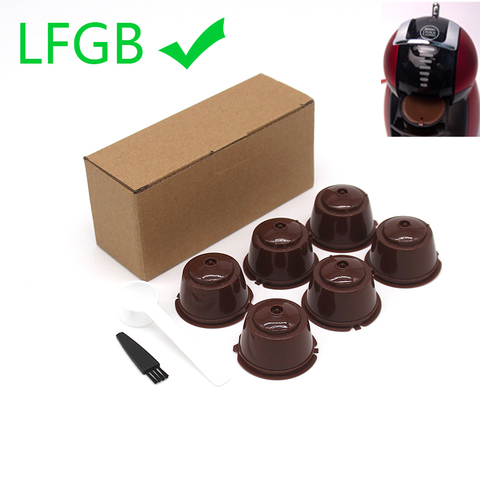 6 pièces adaptées pour Dolce Gusto café filtre tasse réutilisable café Capsule filtres pour Nespresso avec cuillère brosse accessoires de cuisine ► Photo 1/6