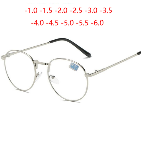 Lunettes de myopie ovales rétro pour hommes et femmes, verres de Prescription en métal argent/noir/or, dioptrie-1.0 -1.5 -2.0 à-6.0 ► Photo 1/6