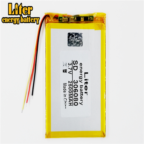 Batterie lithium polymère 3 lignes 306080, 3.7V, 2500MAH, pour tablette connectée, ordinateur, compatible avec l'application love lander, 306082 ► Photo 1/4