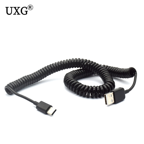 Câble à ressort enroulé USB Type C pour Samsung Galaxy S10 S9 S8 Plus USB-C de charge rapide rallonge rétractable câble de chargeur ► Photo 1/6