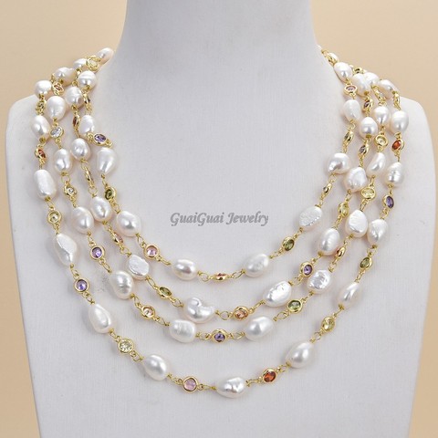 GG-collier en chaîne Cz multicolore à 4 brins, bijou à 4 brins, blanche douce, Baroque ► Photo 1/4