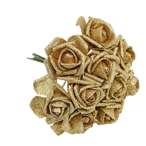 Bouquet de roses artificielles en mousse à paillettes, 10 pièces, fausses fleurs, pour décoration de mariage, pour la maison ► Photo 1/6