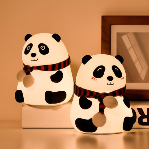 Panda LED Nuit Capteur Tactile En Silicone Coloré Lampe de Table Rechargeable Chambre Lampe De Chevet pour Enfants Enfants Bébé Cadeau ► Photo 1/6