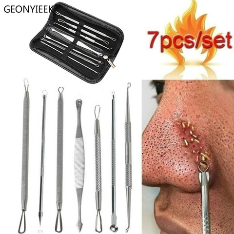 Kit d'outils en acier inoxydable pour éliminer les points noirs, extracteur d'acné, appareil de Massage du visage, tête blanche, boutons, comédons, appareil de Massage du visage, 3/4/5/7/8 pièces ► Photo 1/6