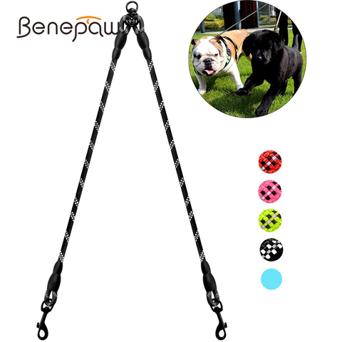 Benepaw − coupleur de laisse pour chien Double, réfléchissant et robuste, laisse pour animaux de compagnie, 360 °, sans embrouillement, pour petits, moyens et grands chiots ► Photo 1/6