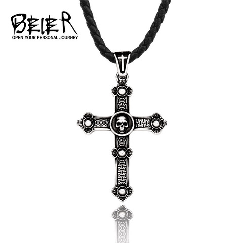 Vikings Collier Pendentif exorciste pendentif crâne croix En Acier Inoxydable Chaîne Nordique Viking Bijoux BP8-488 ► Photo 1/6