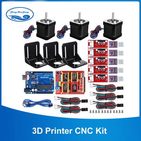 Kit d'imprimante 3D CNC, pour Arduino GRBL Shield + UNO R3 panneau + rampes 1.4 interrupteur mécanique butée finale + moteur DRV8825 + moteur Nema 17 ► Photo 1/6