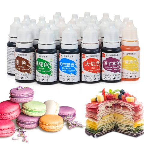 24 couleurs 10ML comestible Pigment crème colorant alimentaire ingrédients gâteau Fondant cuisson gâteau comestible couleur Pigment pâtisserie outils ► Photo 1/6