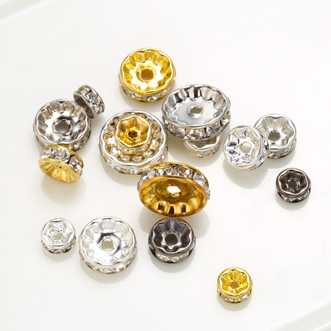 Rondelle en cuivre strass entretoise perles disque pour la fabrication de bijoux Bracelet à bricoler soi-même accessoires fournitures ► Photo 1/6