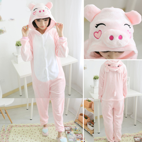 Pyjama tout-en-un pour femme, vêtement d'hiver, motif animaux, licorne, cochon, dessin animé, grenouillère, Costumes pour enfants, vêtements de nuit ► Photo 1/6