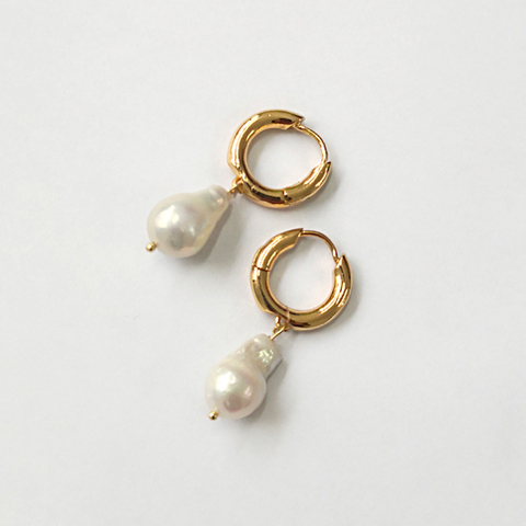 Peri'sBox-boucles d'oreilles baroques naturelles pour femmes, perles en or, petits cercles, grandes perles blanches, 2022 ► Photo 1/6