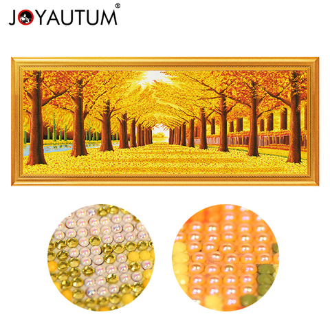 Peinture diamant 5D, forme spéciale, arbre doré, bricolage, perceuse complète, Kit complet de points de croix, strass en cristal, art, paysage, grande ► Photo 1/6