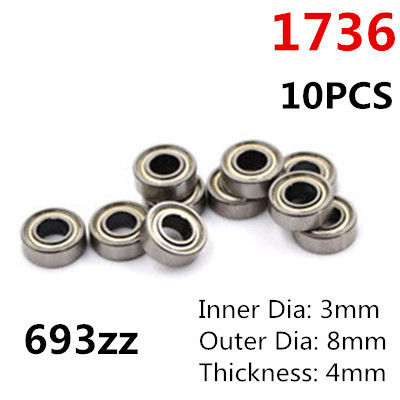 10 pièces/ensemble 693ZZ Miniature 2 Types 3*8*4mm petit Double blindé Miniature en métal en acier roulement à rouleaux Kit ► Photo 1/1